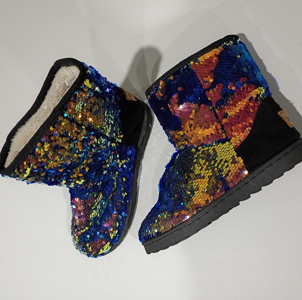 Mudd Multicolor Sequin Ankle Boots Sz 8 - image 1